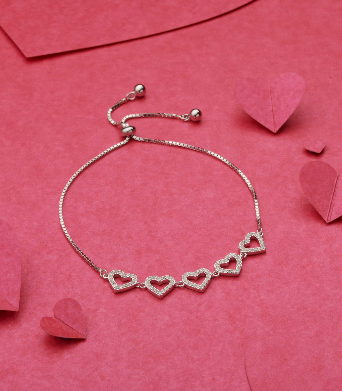 Garland Of Hearts Bracelet (Silver)