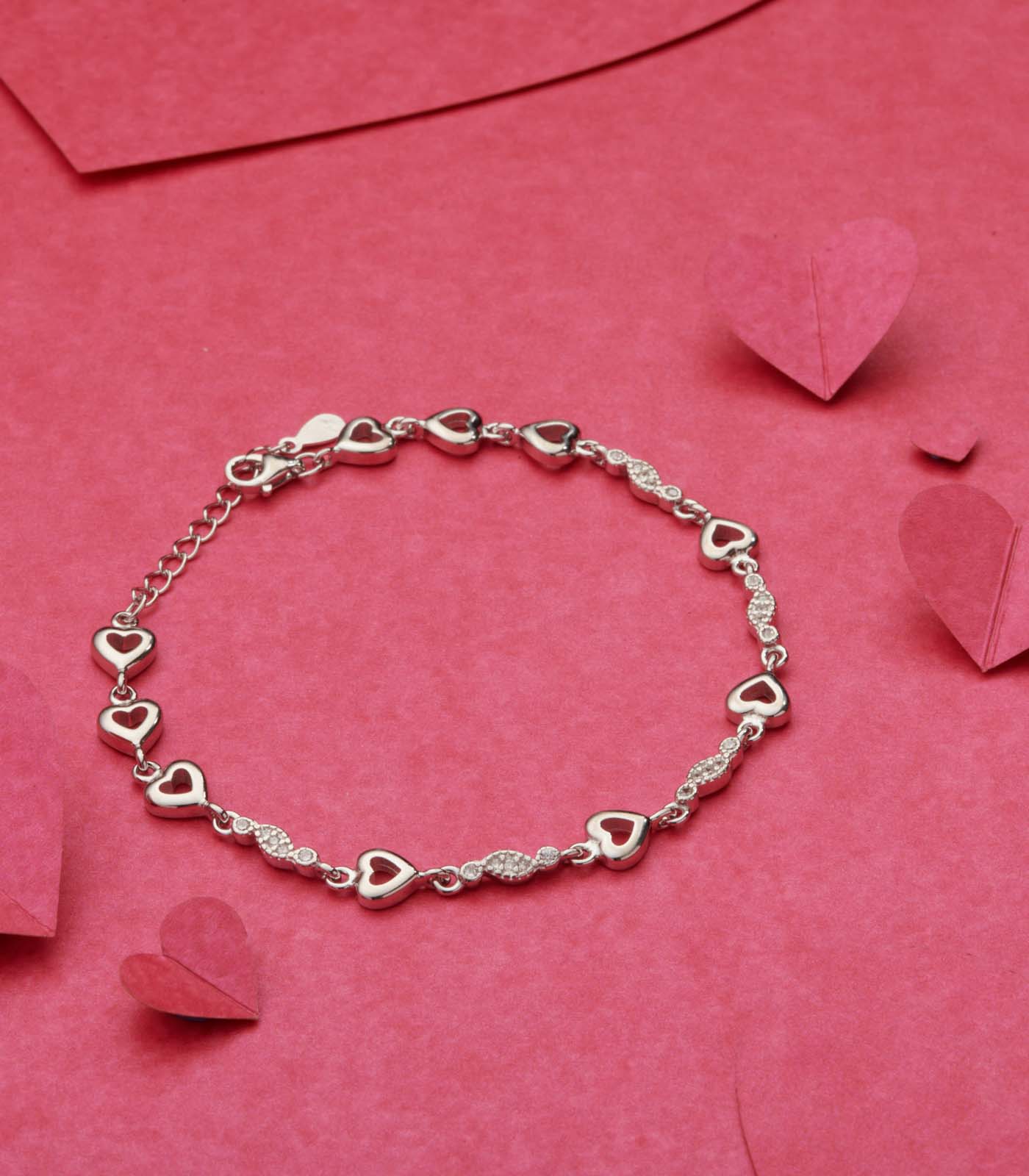 Hearts And Stones Bracelet (Silver)