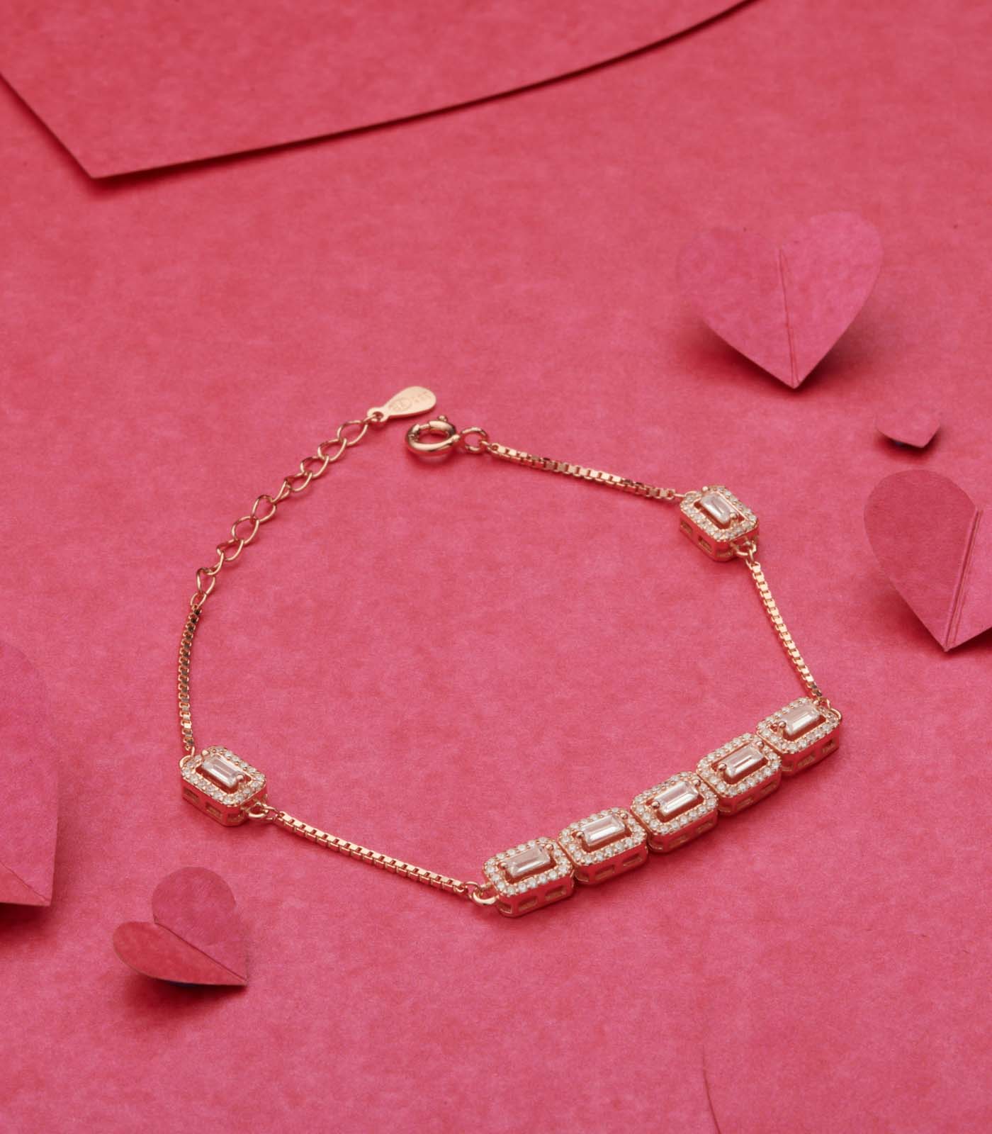 Rose Gold Rectangle Bracelet (Silver)