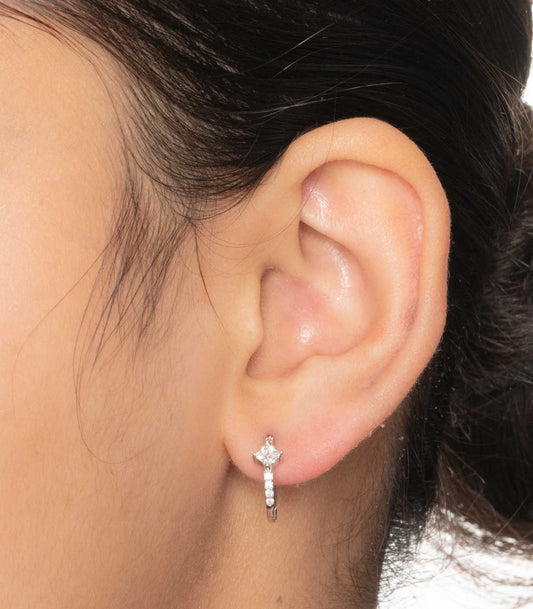 Elegant Stone Ear Rings (Silver)