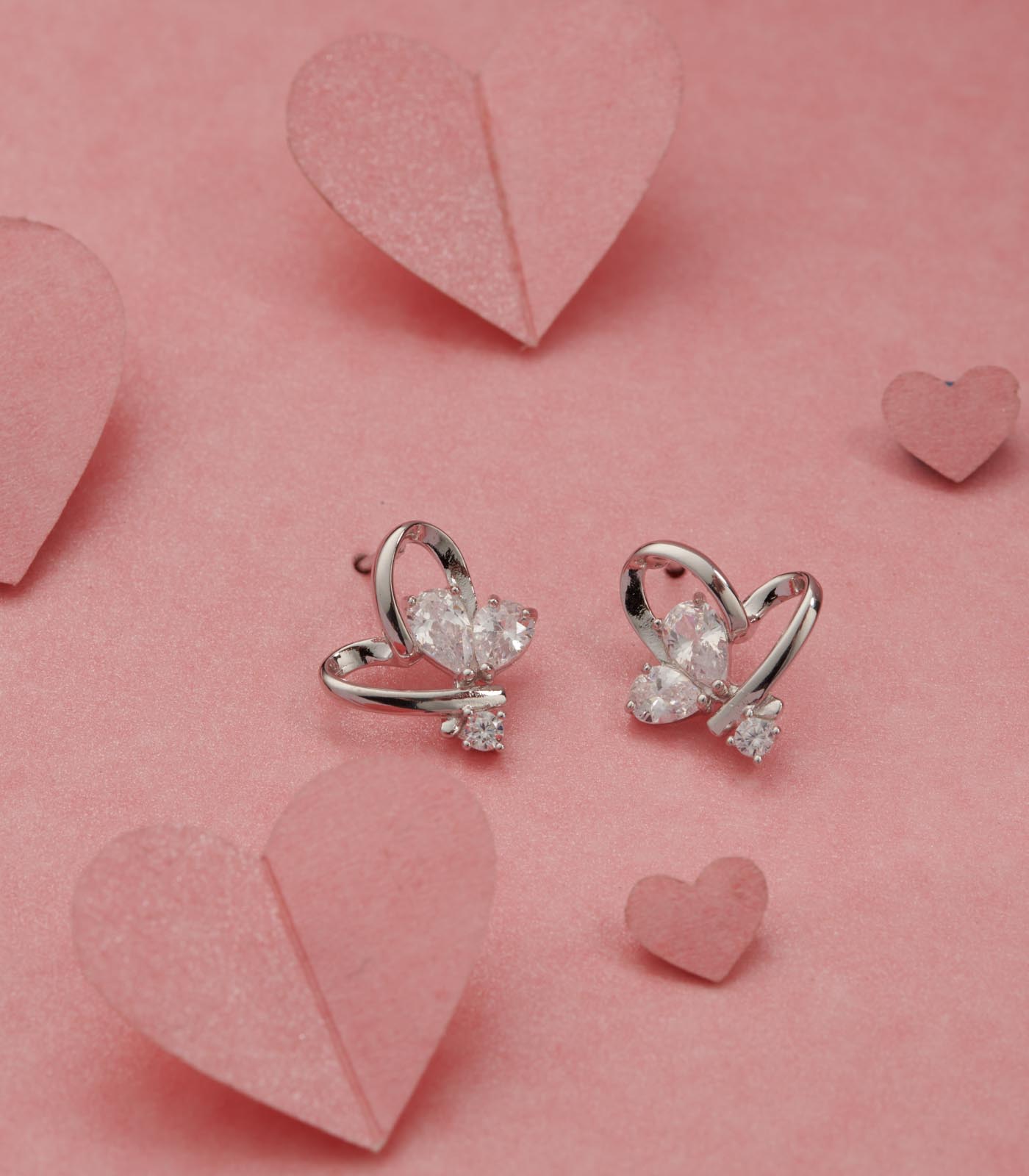 Heart Shaped Ear RIngs (Silver)