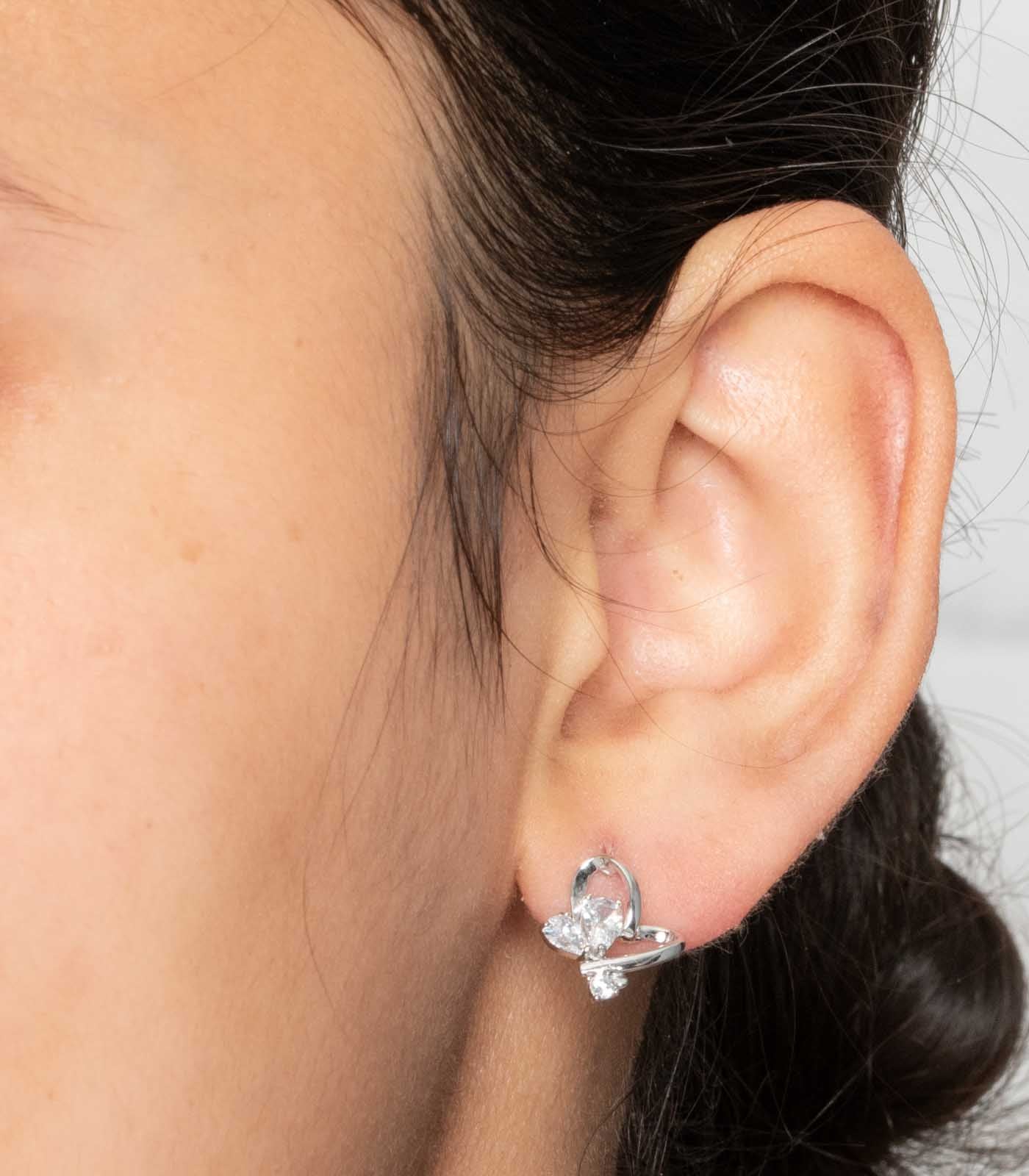 Heart Shaped Ear RIngs (Silver)