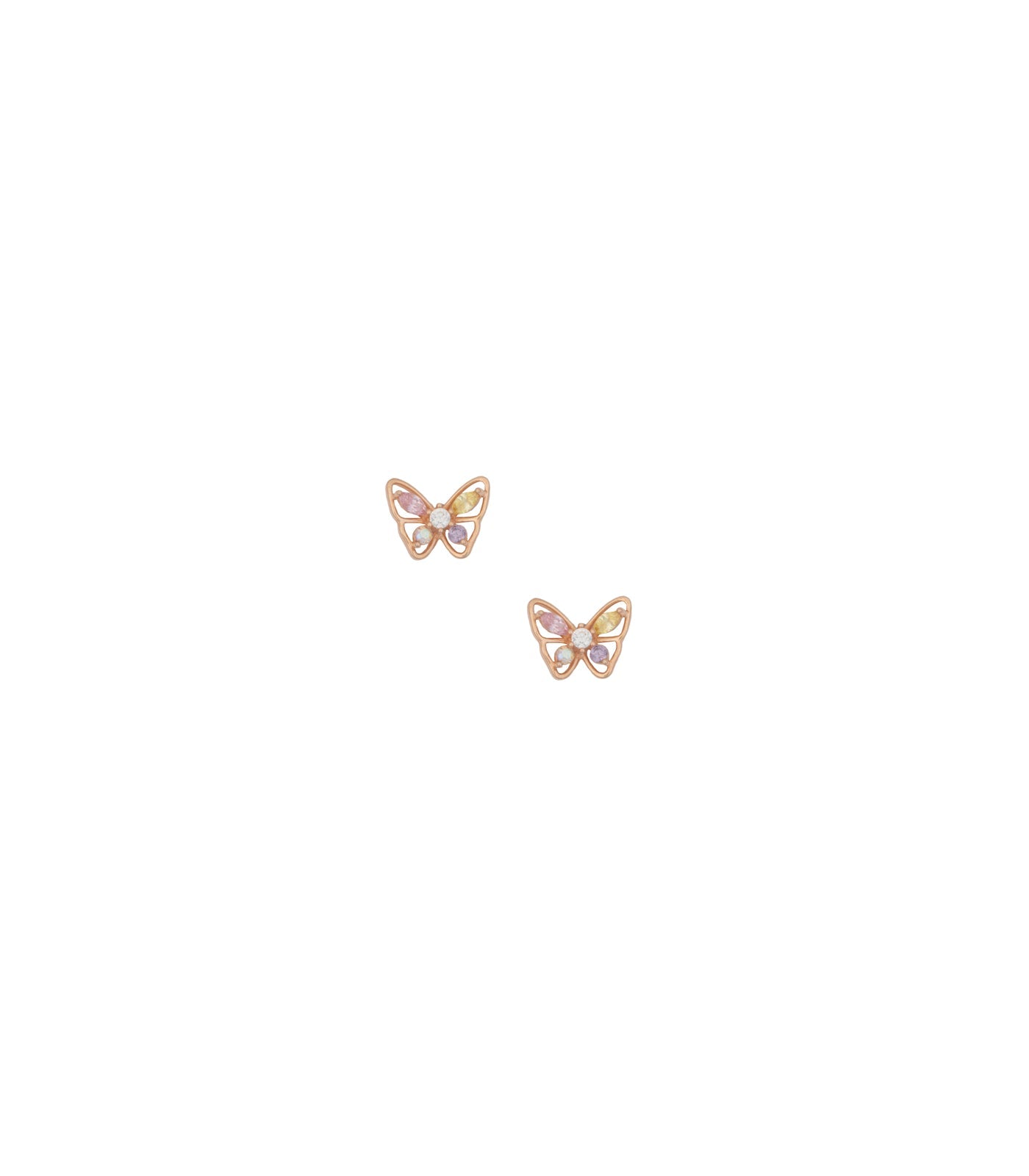 Multicoloured Butterfly Ear RIngs (Silver)