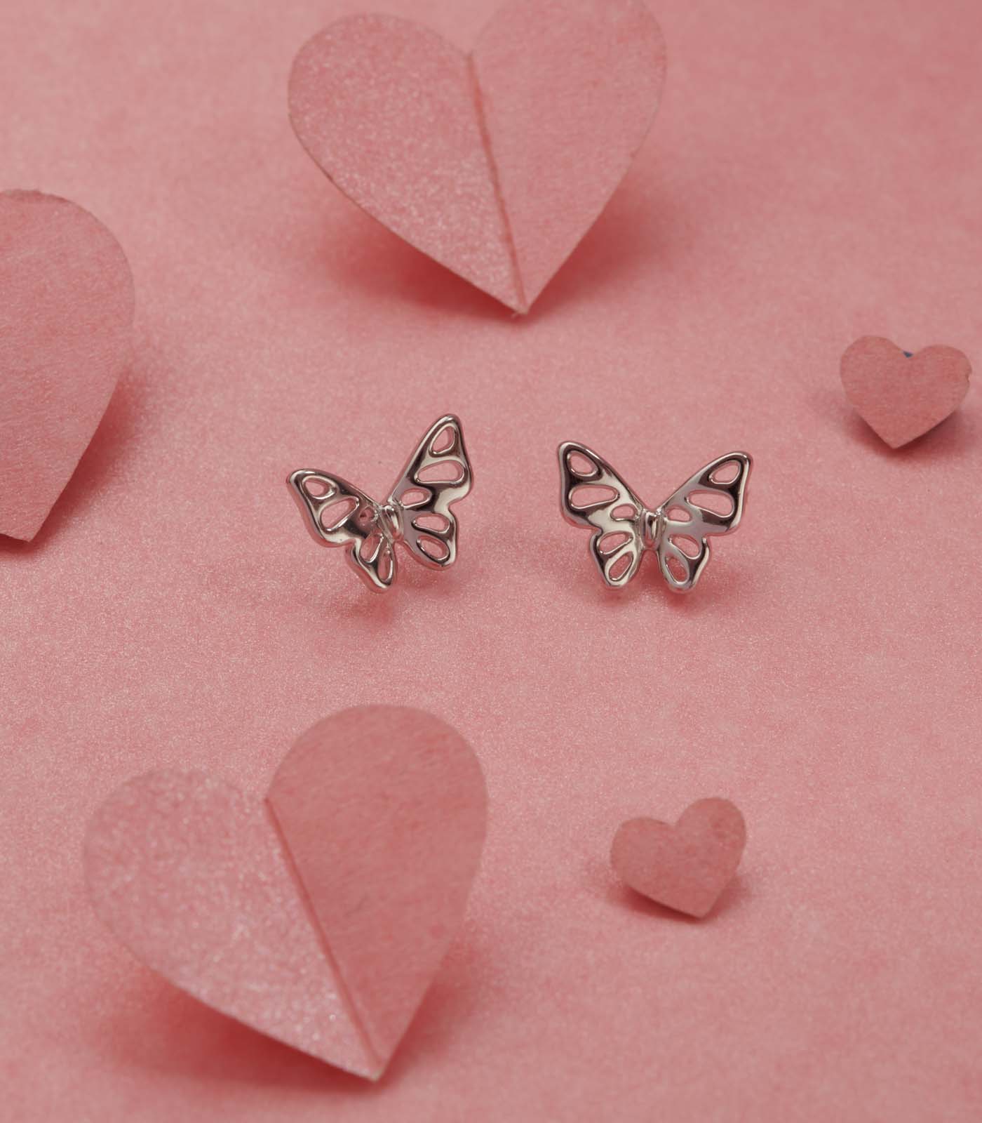 Silver Butterfly Ear RIngs (Silver)