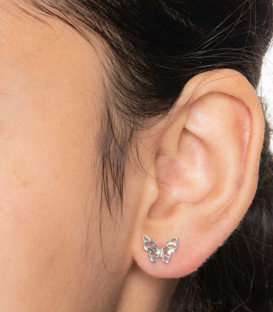 Silver Butterfly Ear RIngs (Silver)