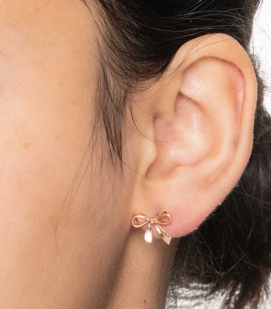 Rose Gold Bow Ear RIngs (Silver)