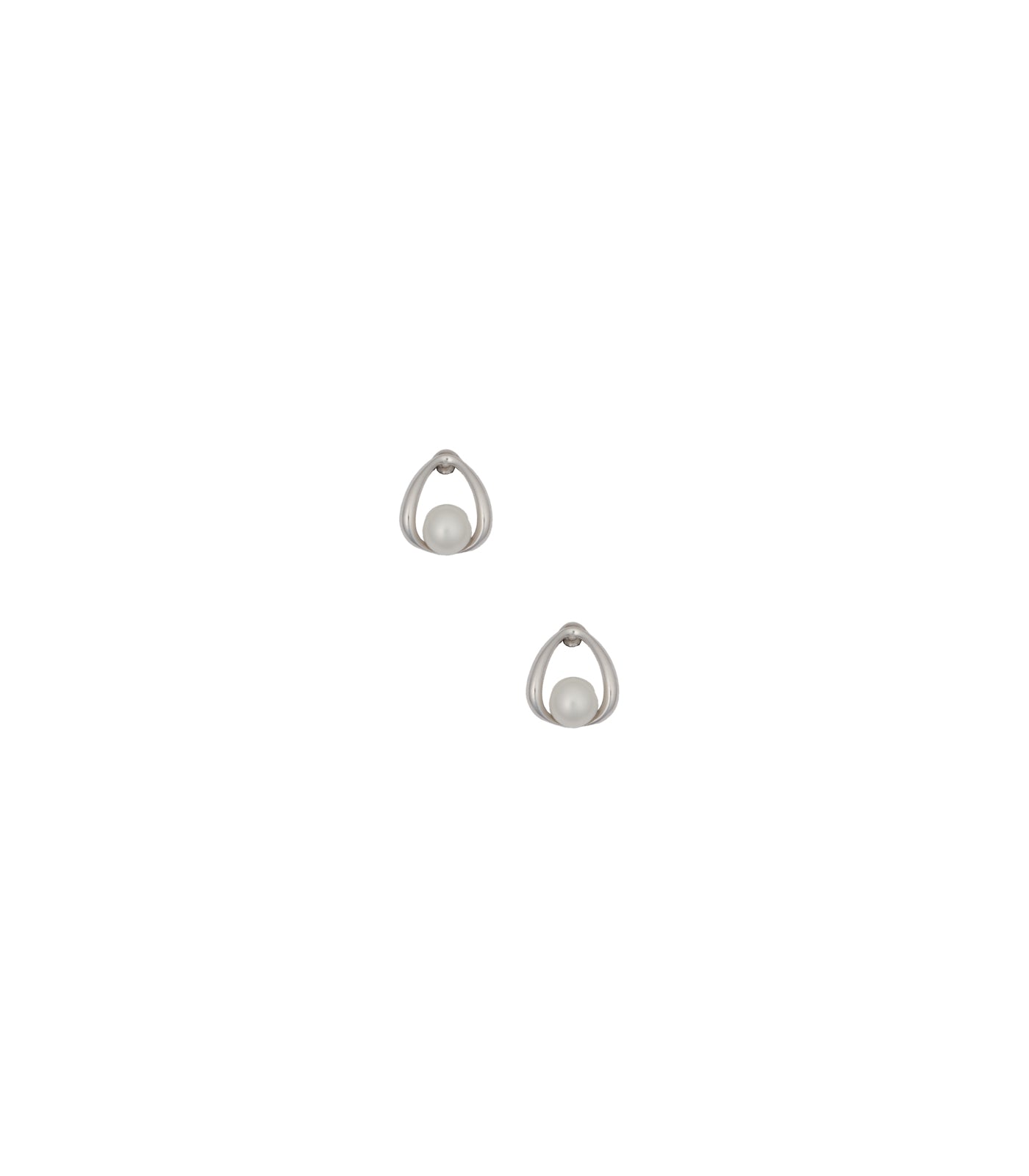 Pearl In A Drop Ear RIngs (Silver)