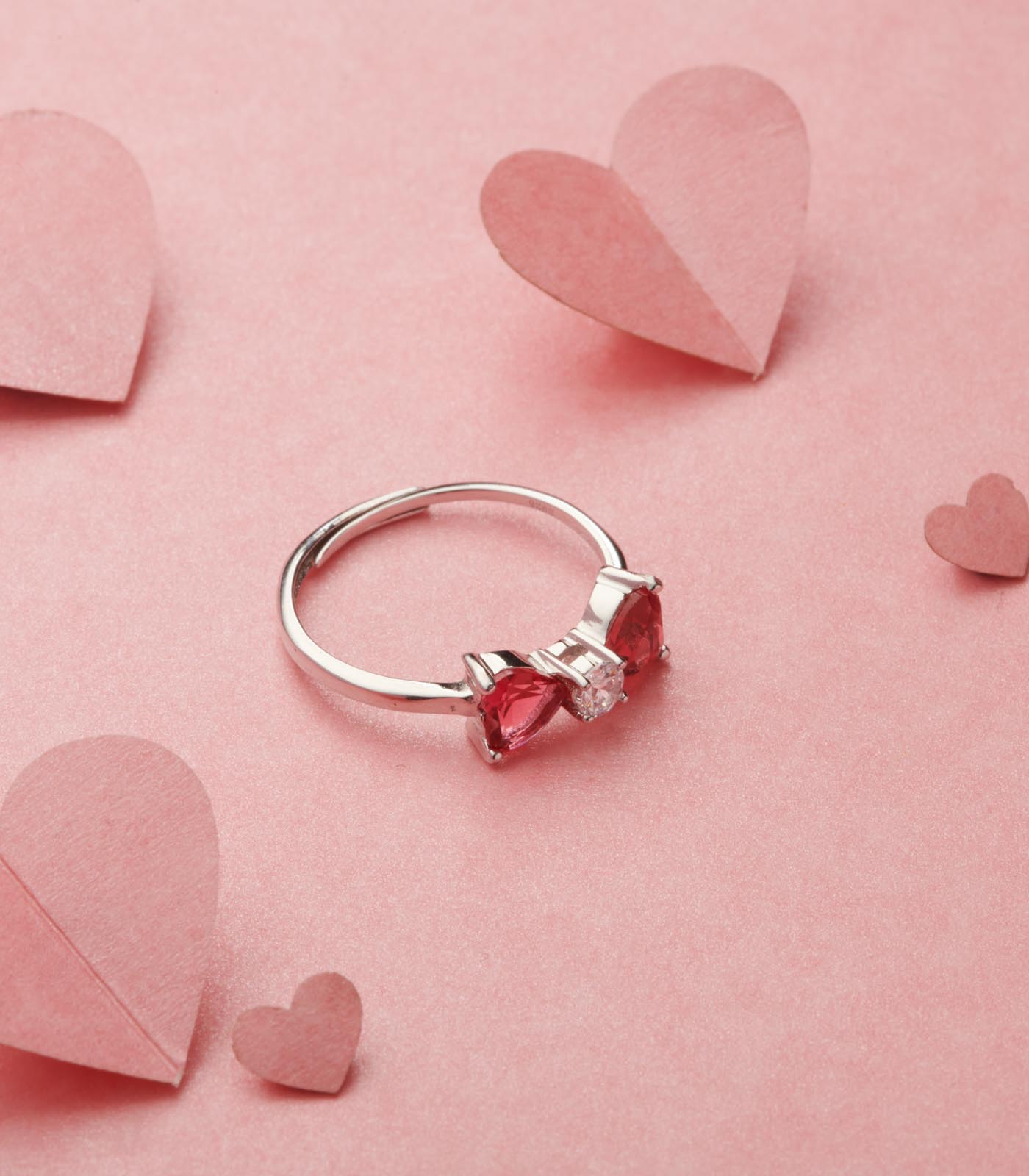 Dual Heart Finger Ring (Silver)