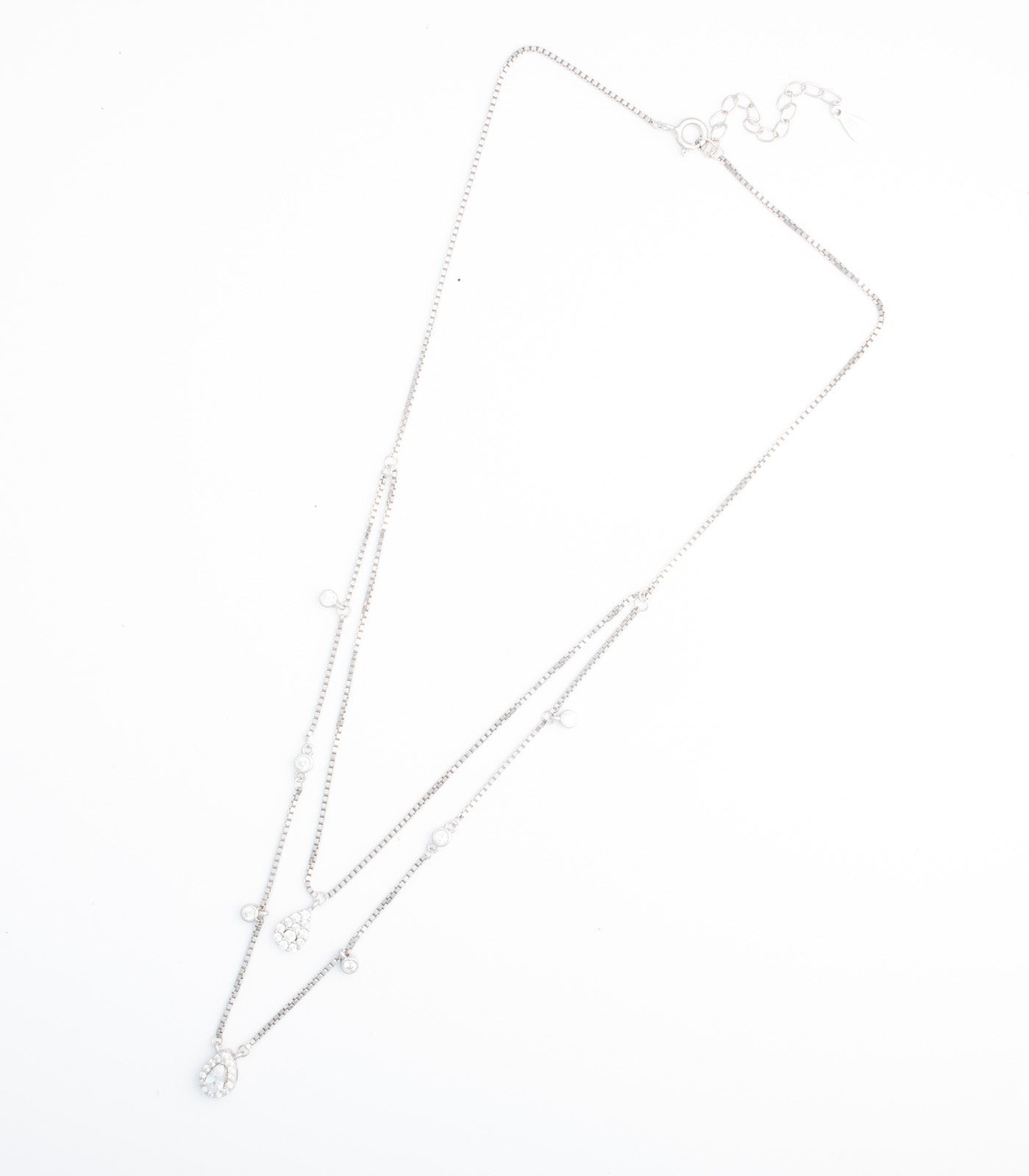 Double Layer Drop Shaped Necklace (Silver)