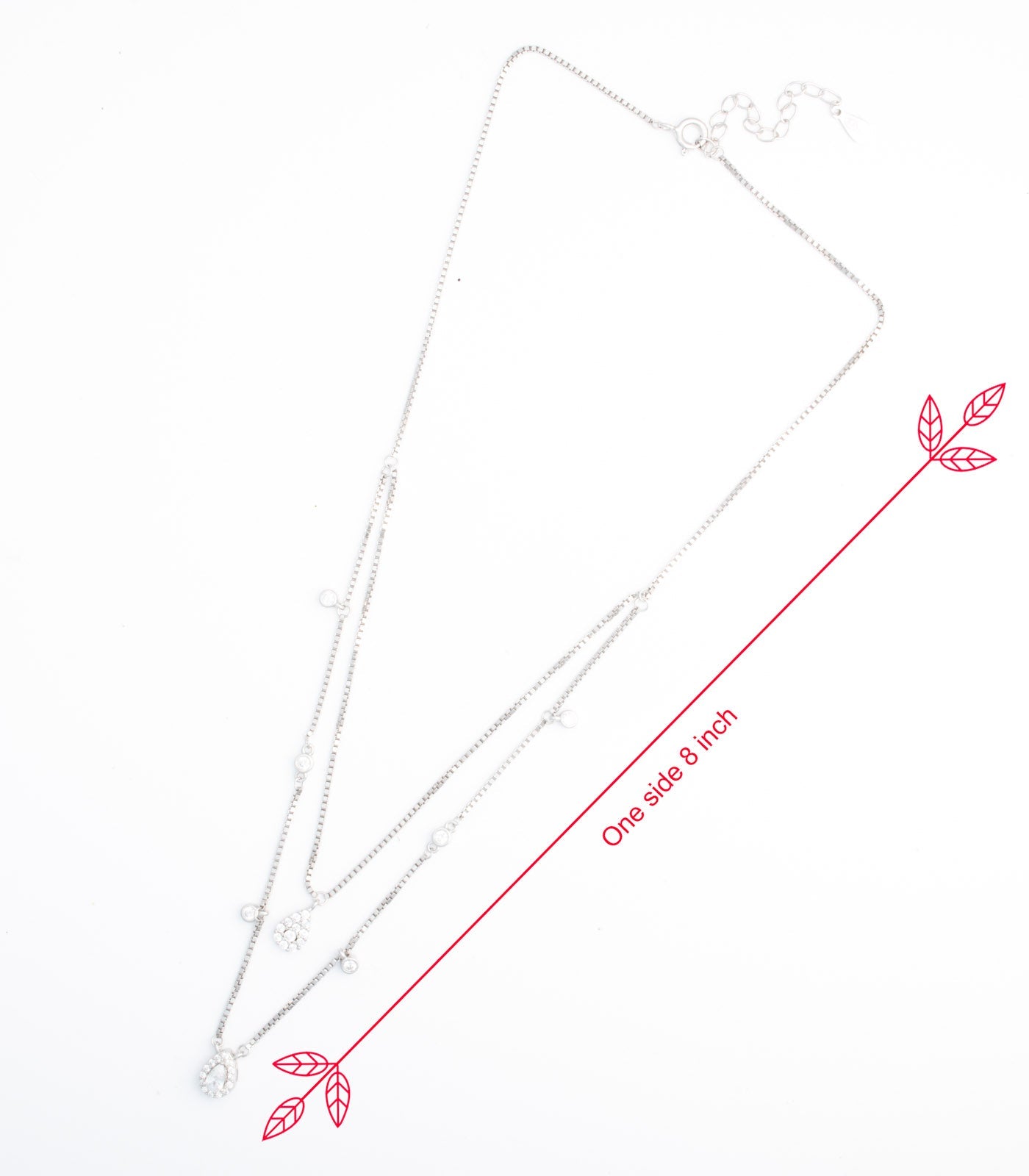 Double Layer Drop Shaped Necklace (Silver)