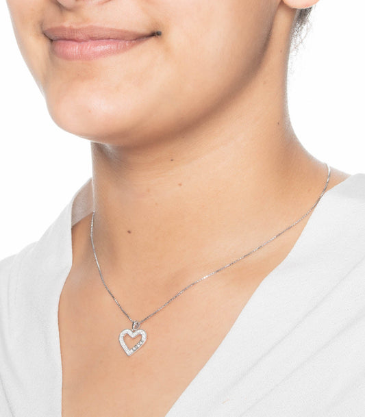 Stone Heart Necklace (Silver)