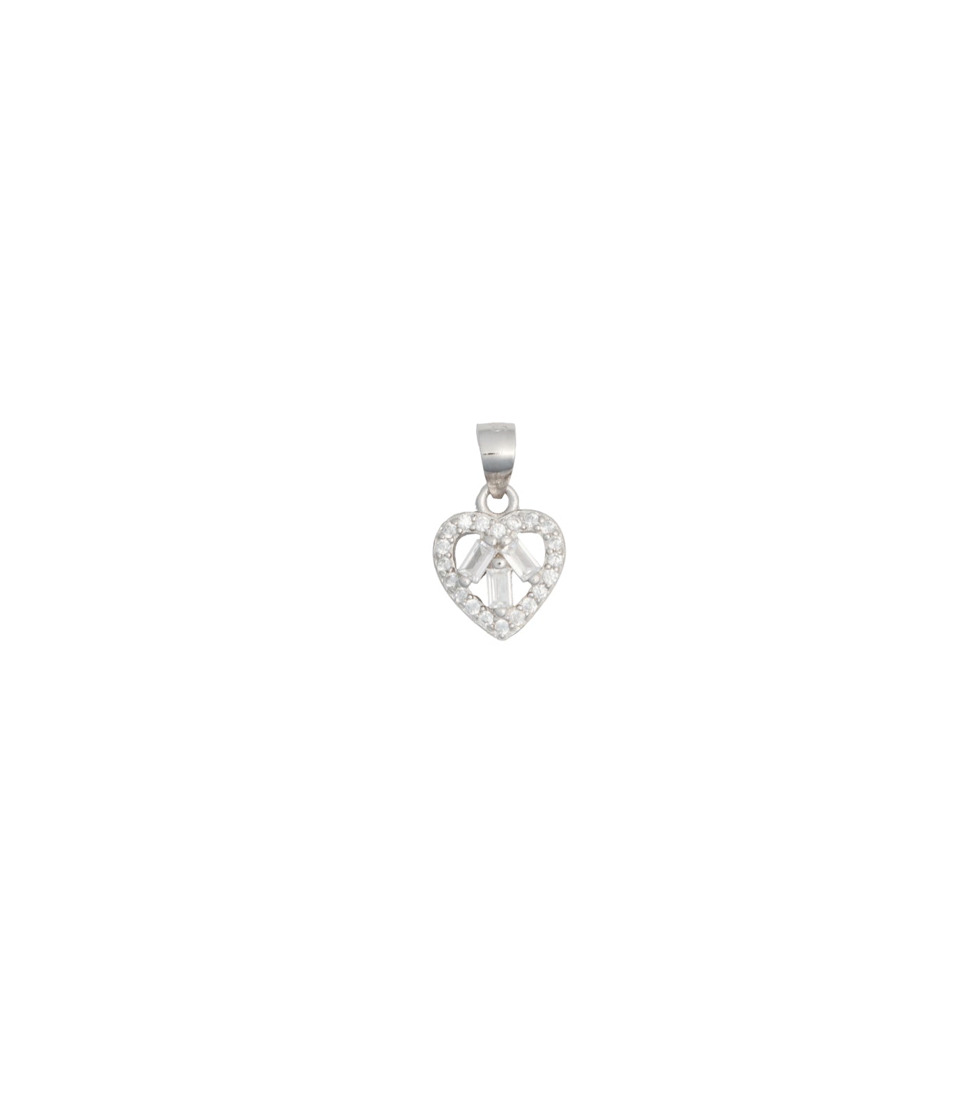 Stone Heart Pendant Set (Silver)