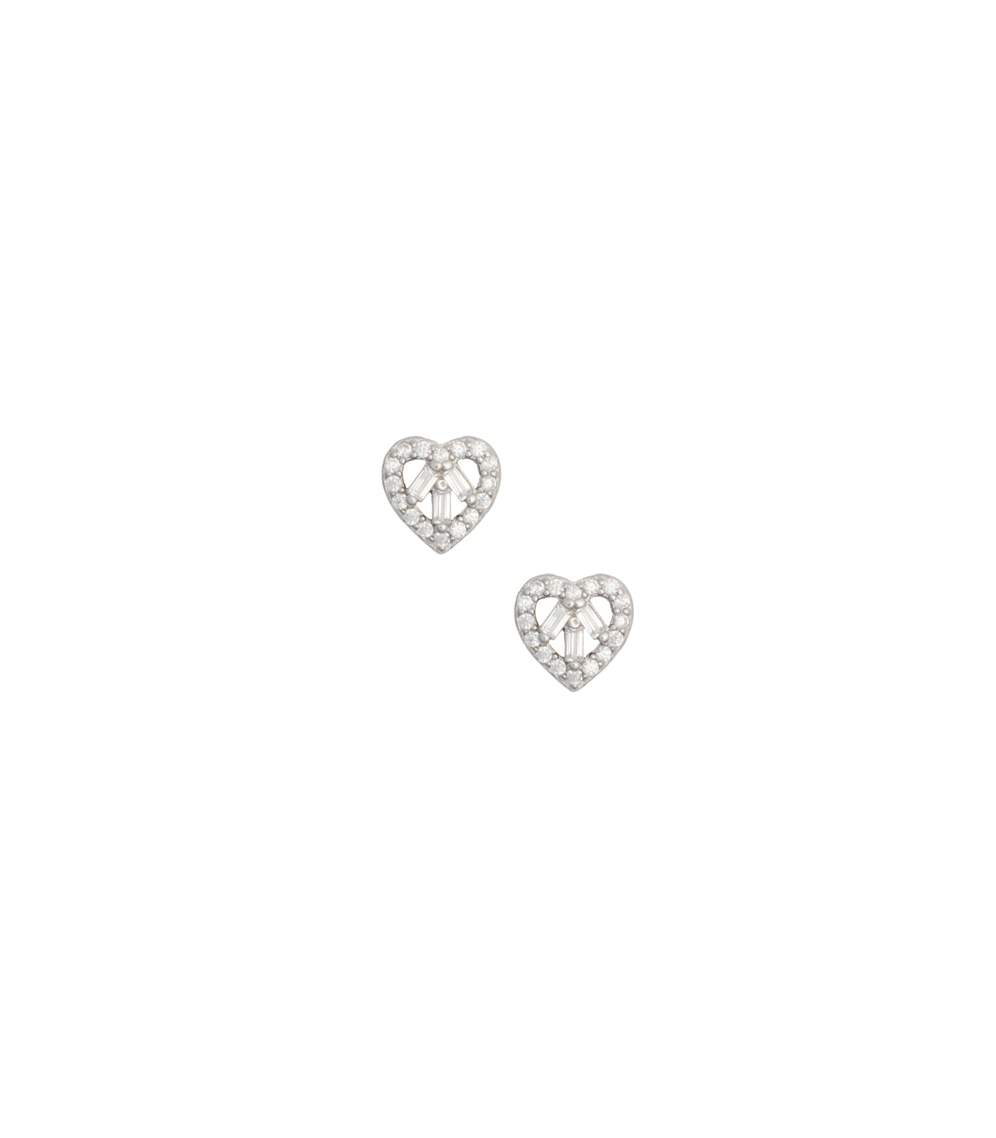 Stone Heart Pendant Set (Silver)