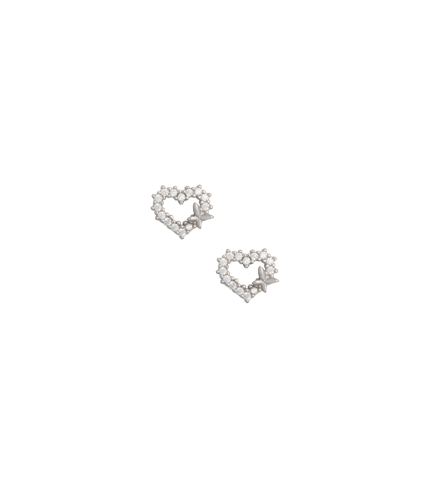 Buttterfly Stone Heart Pendant Set (Silver)