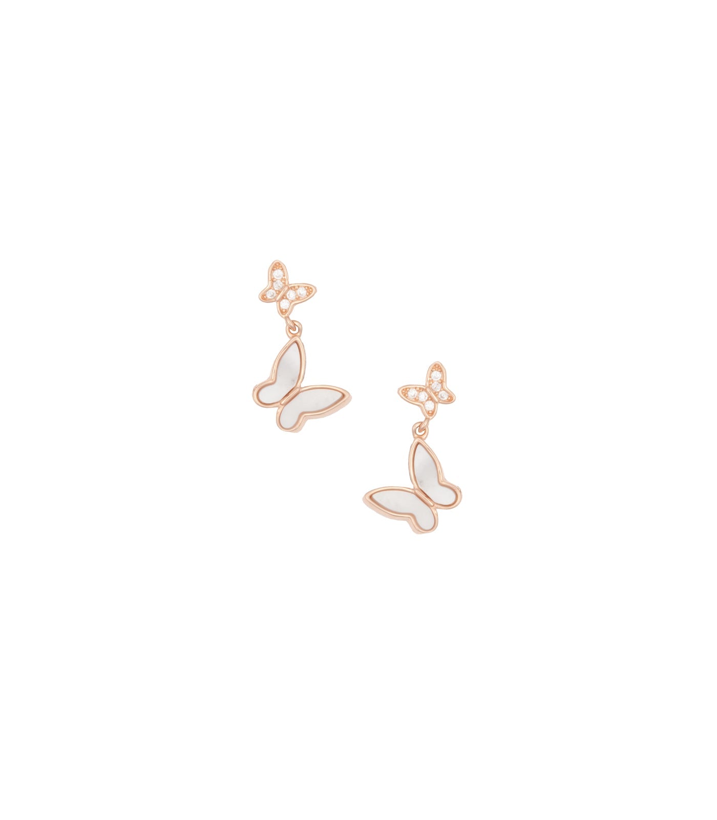 Rose Gold Butterflies Ear Rings (Silver)