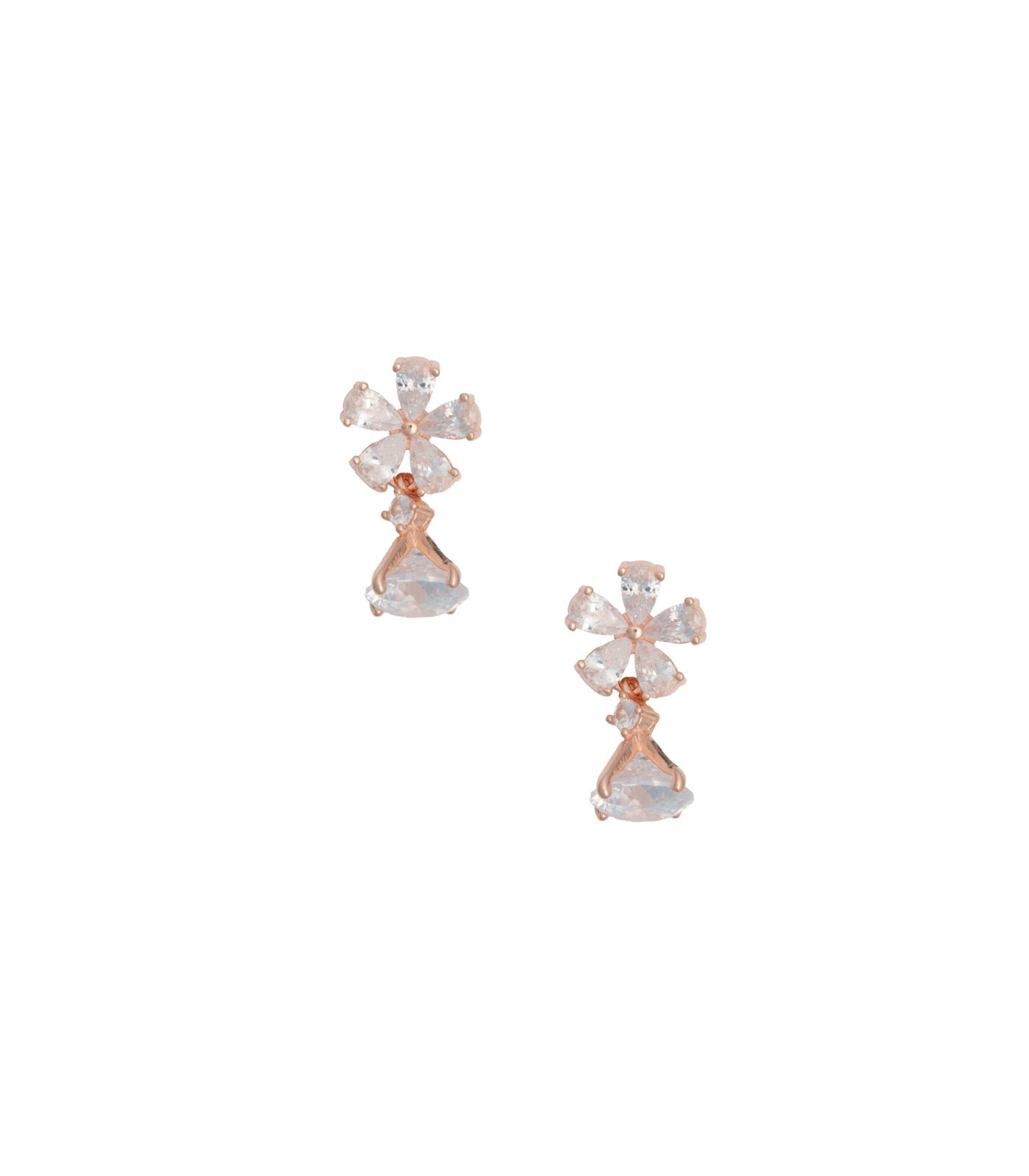 Stone And Flower Ear Rings (Silver)